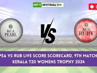 PEA vs RUB Live Score, Kerala T20 Womens Trophy 2024, Team Pearl vs Team Ruby Live Cricket Score & Commentary - Match 9