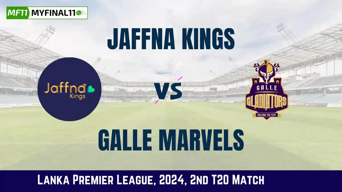 JK vs GM Dream11 Prediction - The First T20 Match of the Lanka Premier League, 2024, will be played between Jaffna Kings (JK ) and Galle Marvels (GM) at the Pallekele International Cricket Stadium, Kandy. The match is scheduled for July 2nd, 2024, at 03:30 PM IST. You can find in-depth match analysis, Fantasy Cricket Tips for this match, venue stats for the Pallekele International Cricket Stadium, Kandy, and the pitch report. Live streaming of this match is available on Disney+Hotstar