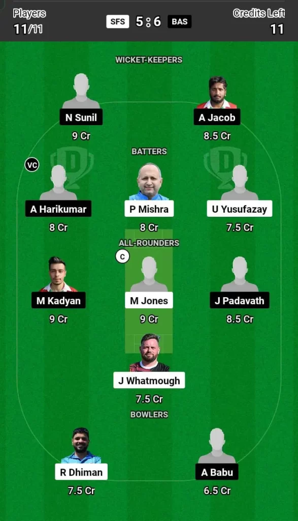 SFS vs BAS Dream11 Team Prediction Today Match