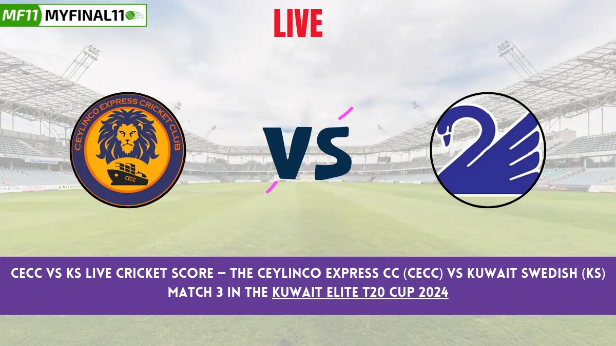 CECC vs KS Live Cricket Score — The Ceylinco Express CC (CECC) vs Kuwait Swedish (KS) Match 3 in the Kuwait Elite T20 Cup 2024