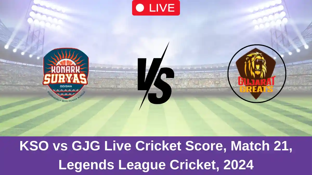 KSO vs GJG Live Cricket Score, Match 21, Legends League Cricket, 2024