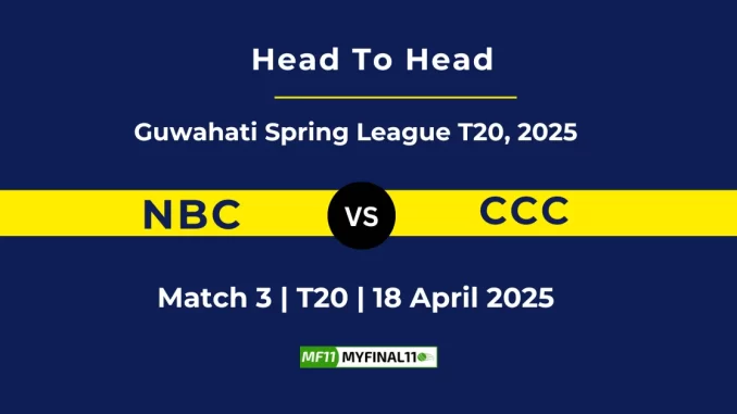 NBC vs CCC Player Battle, Head to Head Guwahati Spring League T20, 2025