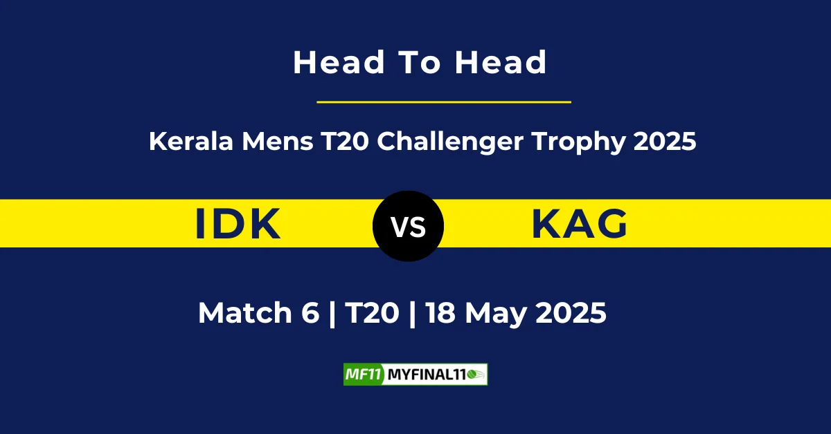 IDK vs KAG Player Battle & Head to Head Team Stats - Kerala T20 Me...