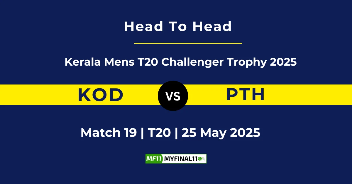 KOD vs PTH Player Battle & Head to Head Team Stats - Kerala T20 Me...