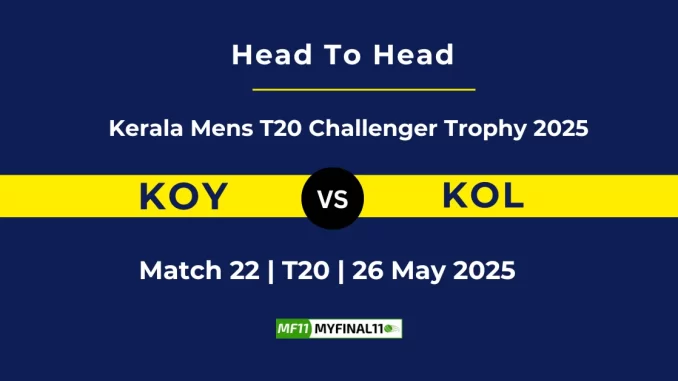 KOY vs KOL Player Battle, Head to Head Kerala Mens T20 Challenger Trophy 2025
