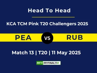 PEA vs RUB Player Battle, Head to Head KCA TCM Pink T20 Challengers 2025