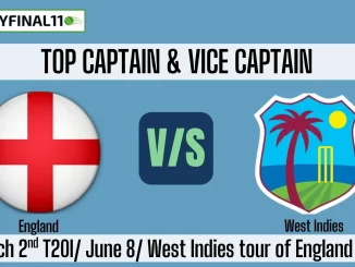 ENG vs WI Top 3 Captain and Vice-Captain Pick 2nd T20I