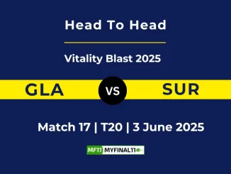 GLA vs SUR Player Battle, Head to Head Vitality Blast 2025