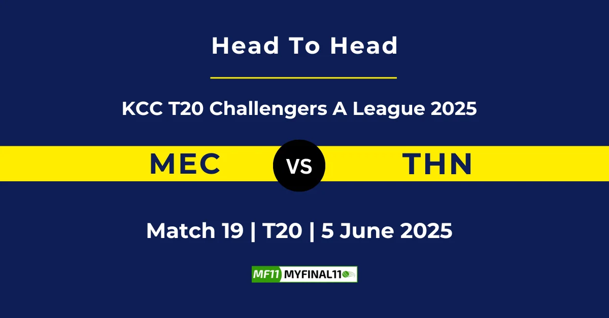 MEC vs THN Player Battle & Head to Head Team Stats - KCC T20 Challenge...