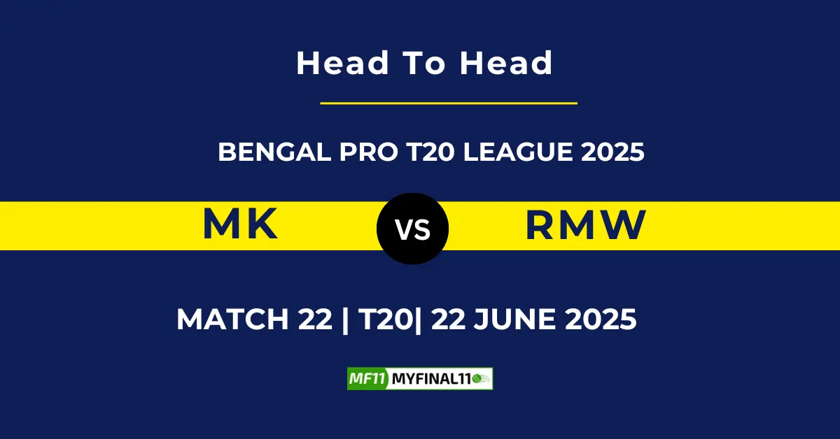 MK vs RMW Player Battle & Head to Head Team Stats - Bengal Pro T20...