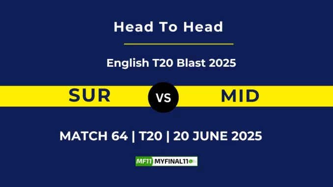 SUR vs MID Player Battle, Head to Head English T20 Blast 2025