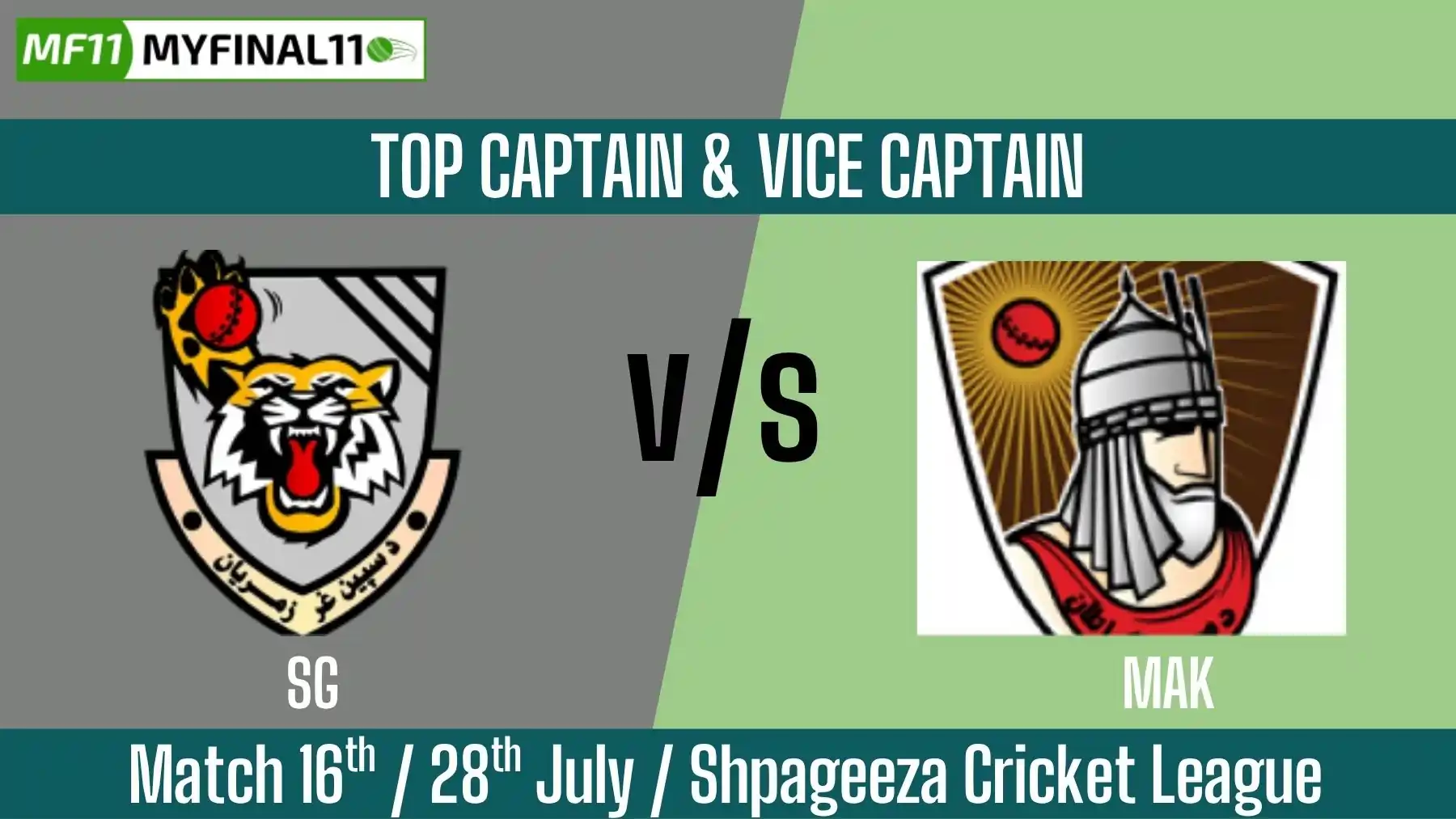 SG vs MAK Top 3 Captain and Vice-Captain Pick for 16th T20 Match - Afg...