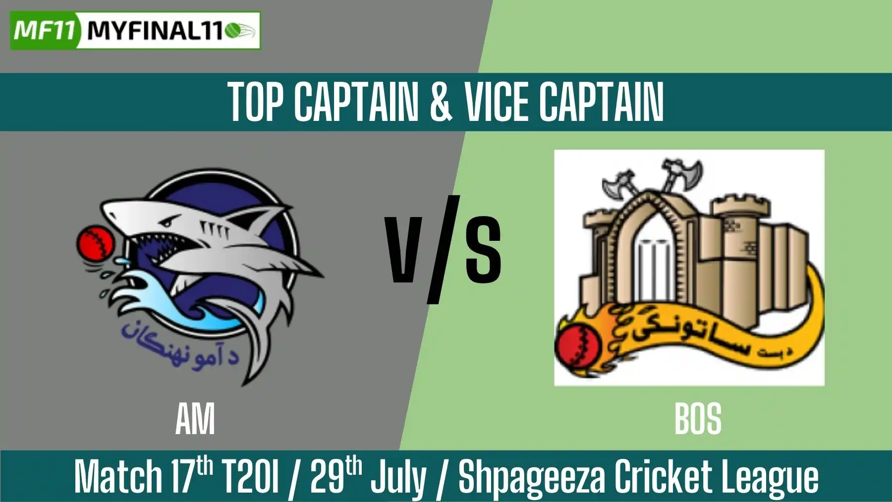 AM vs BOS Top 3 Captain and Vice-Captain Pick for 17th T20 Match - Afg...