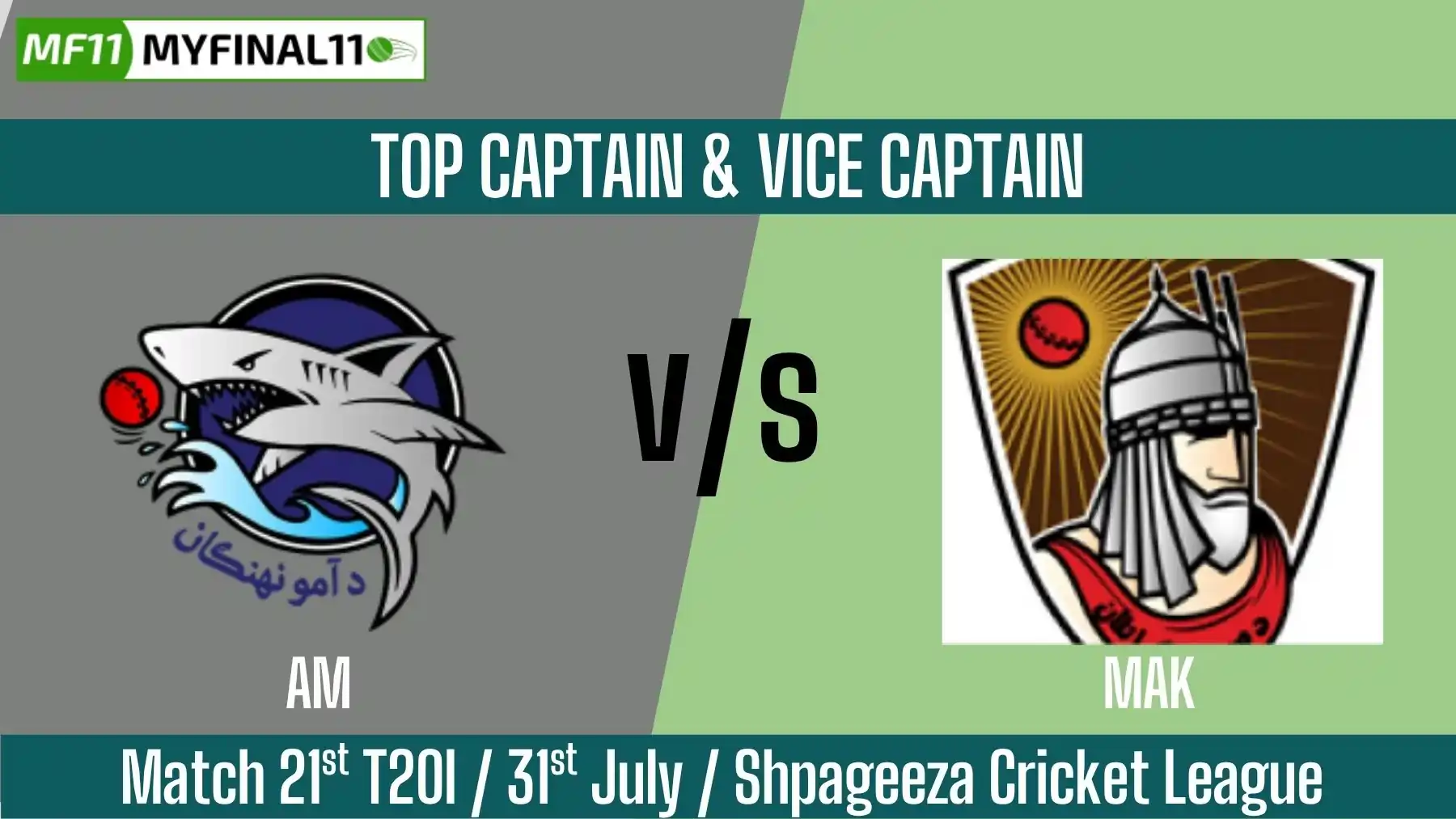 AM vs MAK Top 3 Captain and Vice-Captain Pick for 21st T20 Match - Afg...