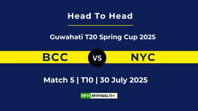 BCC vs NYC Player Battle & Head to Head Guwahati T20 Spring Cup 2025