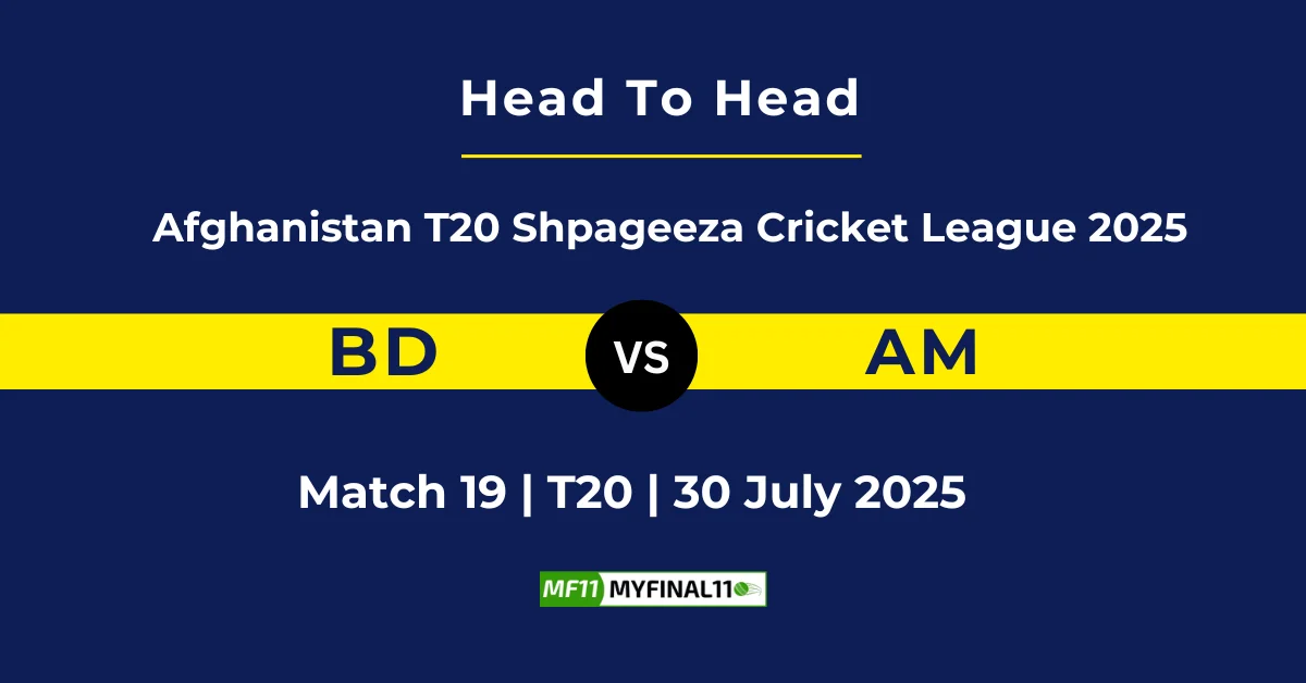 BD vs AM Player Battle & Head to Head Team Stats - Shpageeza Cricket L...