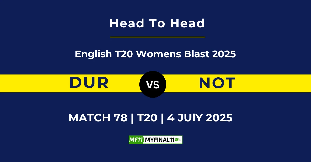 DUR vs NOT Player Battle & Head to Head Team Stats - English T20 Blast...