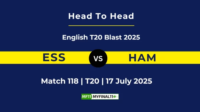 ESS vs HAM Player Battle & Head to Head Team English T20 Blast 2025