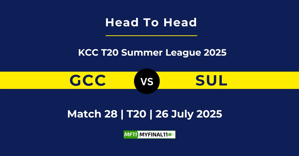 GCC vs SUL Player Battle & Head to Head Team Stats - KCC T20 Summer Le...