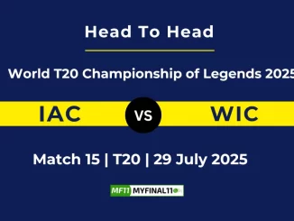 IAC vs WIC Player Battle & Head to Head World T20 Championship of Legends 2025