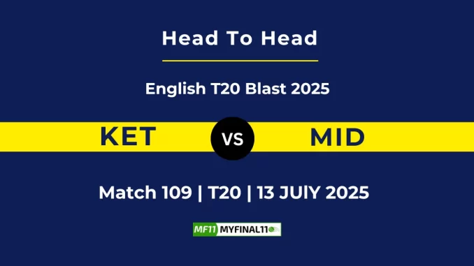 KET vs MID Player Battle & Head to Head Team English T20 Blast 2025
