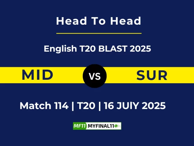 MID vs SUR Player Battle & Head to Head Team English T20 BLAST 2025