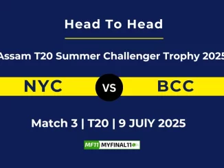 NYC vs BCC Player Battle, Head to Head Assam T20 Summer Challenger Trophy 2025