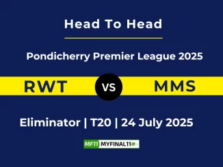 RWT vs MMS Player Battle & Head to Head Team Pondicherry Premier League 2025