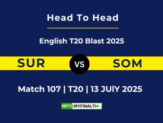 SUR vs SOM Player Battle & Head to Head Team English T20 Blast 2025
