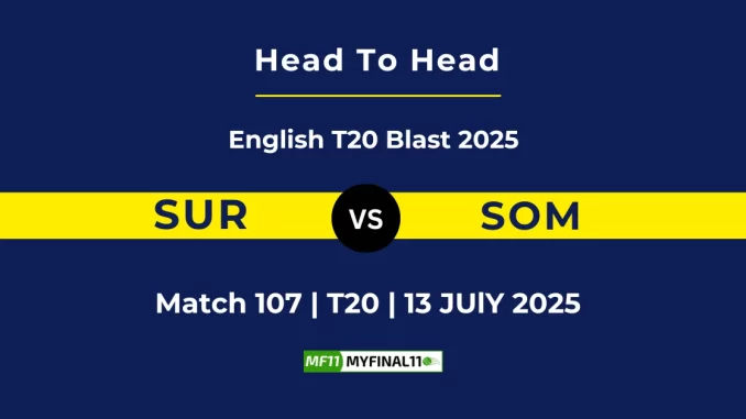 SUR vs SOM Player Battle & Head to Head Team English T20 Blast 2025
