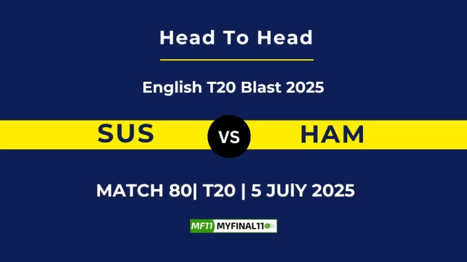 SUS vs HAM Player Battle, Head to Head English T20 Blast 2025