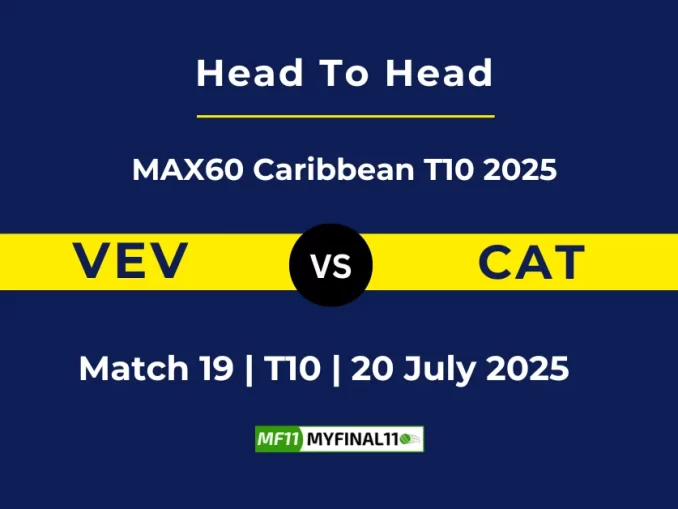 VEV vs CAT Player Battle & Head to Head Team MAX60 Caribbean T10 2025
