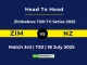 ZIM vs NZ Player Battle & Head to Head Team Zimbabwe T20I Tri Series 2025