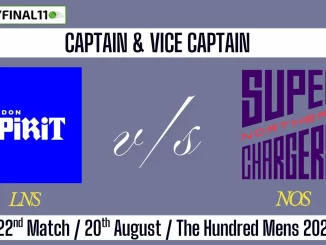 LNS vs NOS Top 3 Captain Pick 22nd Match (20th August) Hundred 2025