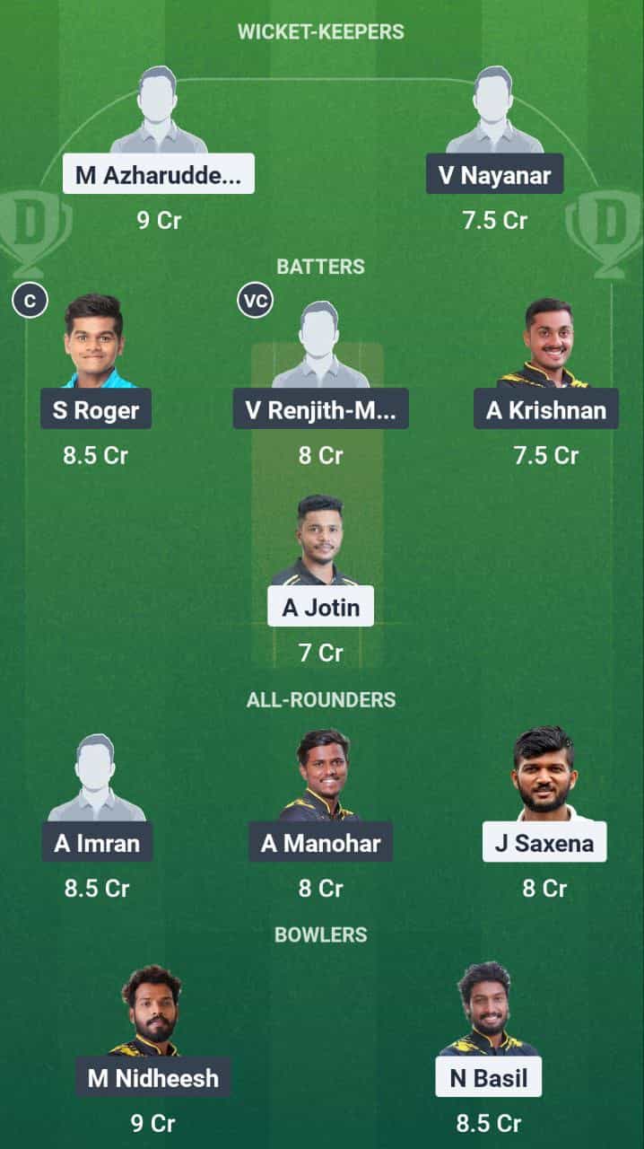 Alleppey Ripples vs Thrissur Titans Dream11 Team Prediction Today's Match