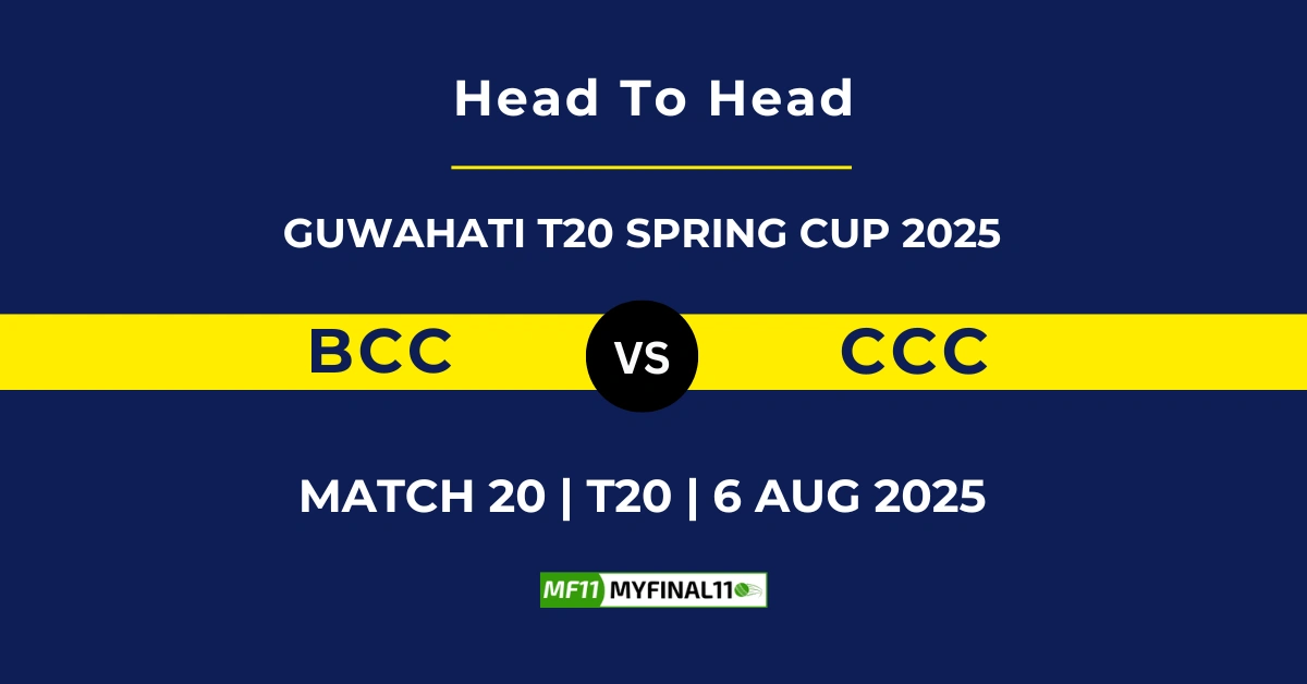 BCC vs CCC Player Battle & Head to Head Team Stats - Guwahati T20 ...