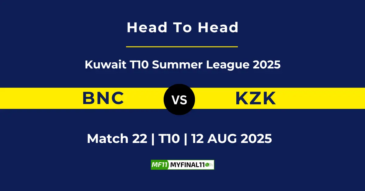 BNC vs KZK Player Battle & Head to Head Team Stats - Kuwait T10 Su...
