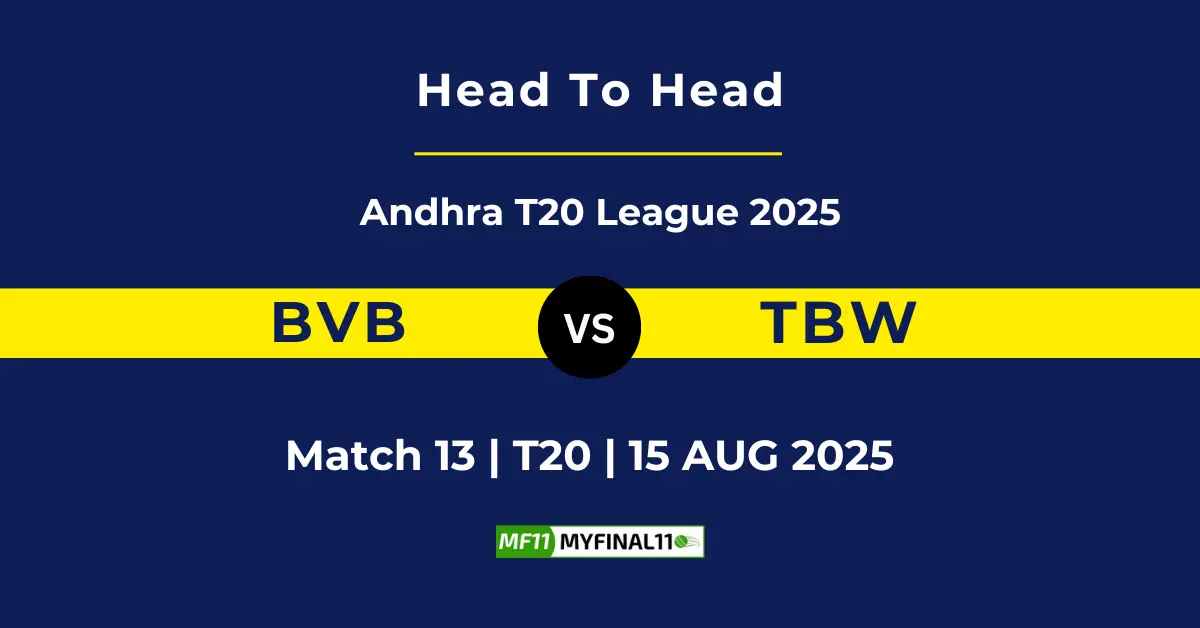 BVB vs TBW Player Battle & Head to Head Team Stats - Andhra T20 Le...