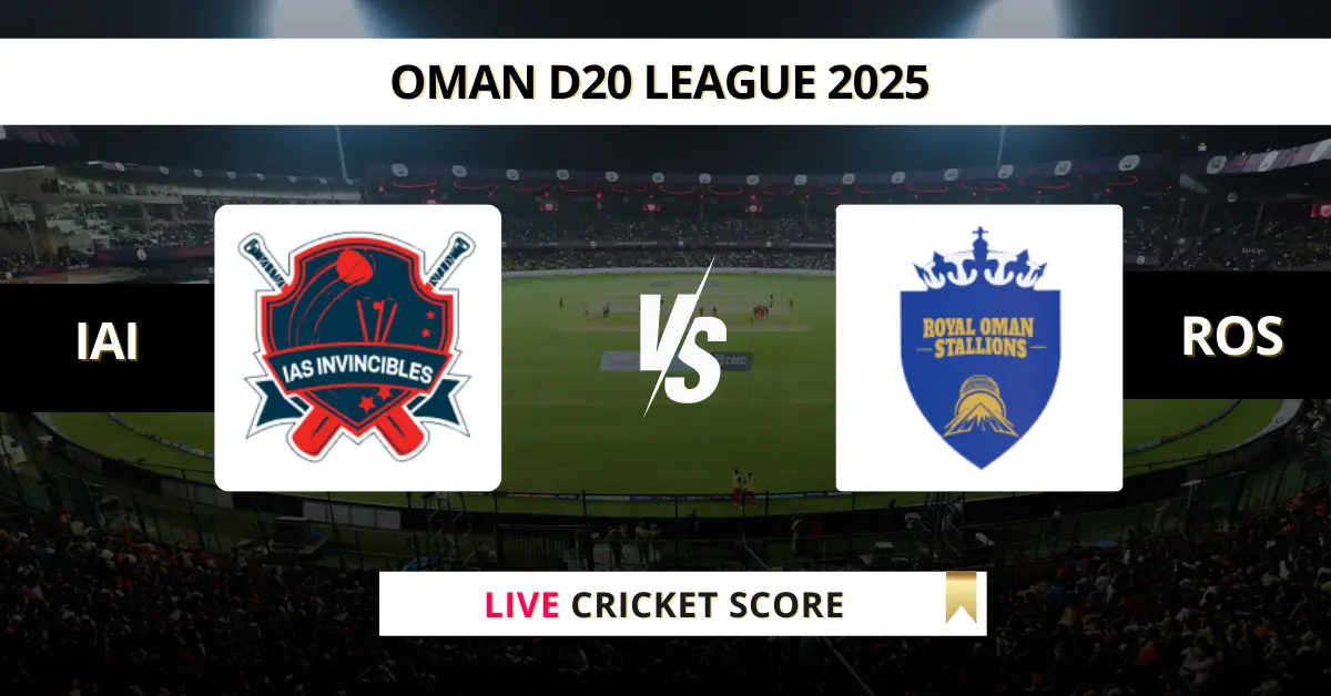 IAI vs ROS Live Score: Scorecard, Ball by Ball Commentary - Match 5, O...