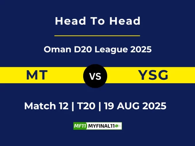 MT vs YSG Player Battle, Head to Head Oman D20 League 2025