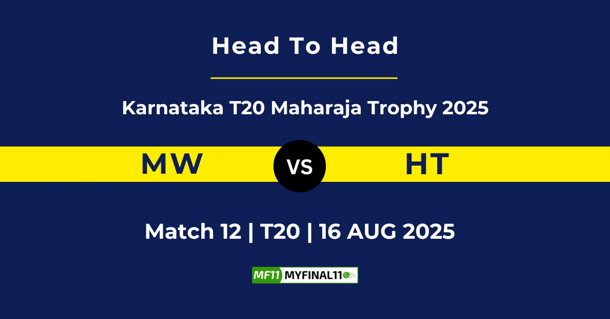 MW vs HT Player Battle & Head to Head Team Stats - Karnataka T20 M...