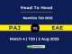 PAJ vs EAE Player Battle & Head to Head Namibia T20 2025