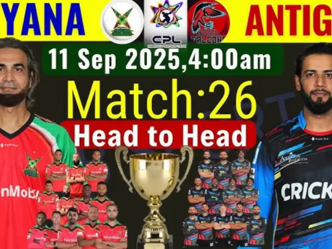GAW vs ABF Head-to-Head Record: Guyana Amazon Warriors vs Antigua & Barbuda Falcons 26th Match in CPL, September 11, 2025